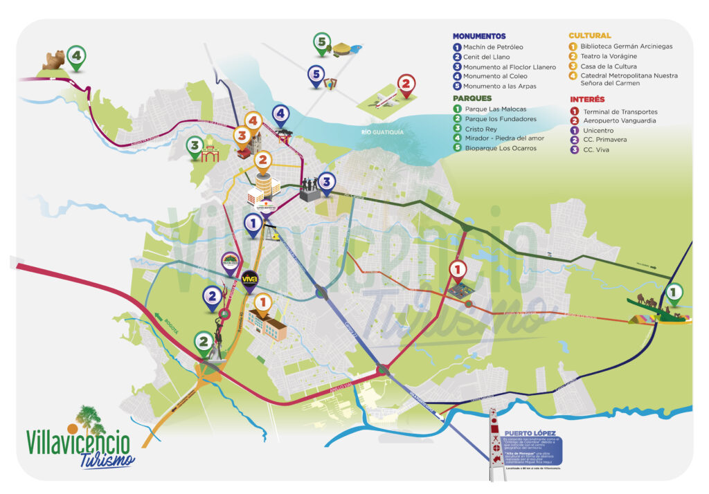 mapa de sitios de interés de Villavicencio